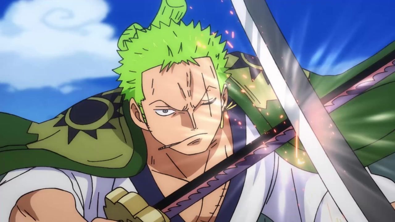 Zoro parrying with his sword