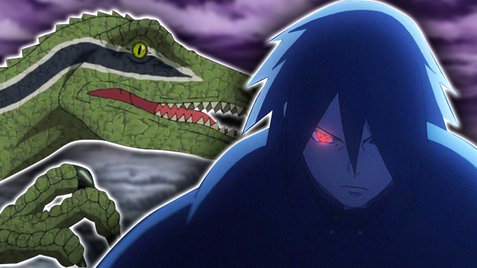 Sasuke and Meno the dinosaur from the Sasuke Retsuden arc in the Boruto anime