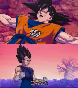 Vegeta defeats Goku in Dragon Ball Super Super Hero