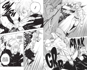 Nanami attacks Mahito using his ratio technique