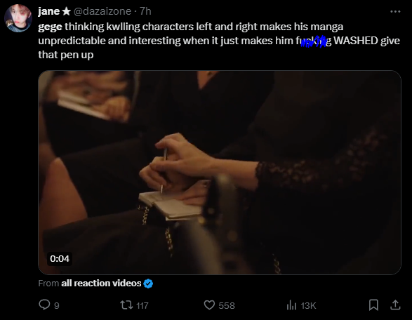 Choso death reaction