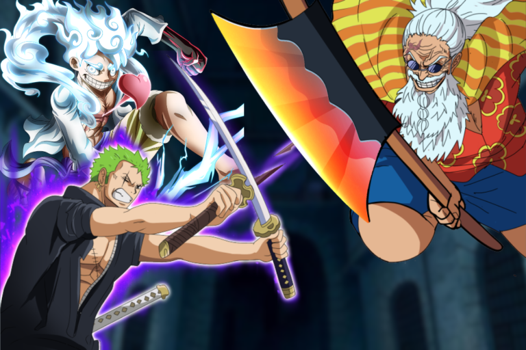 gear 5 luffy and zoro vs gaban one piece